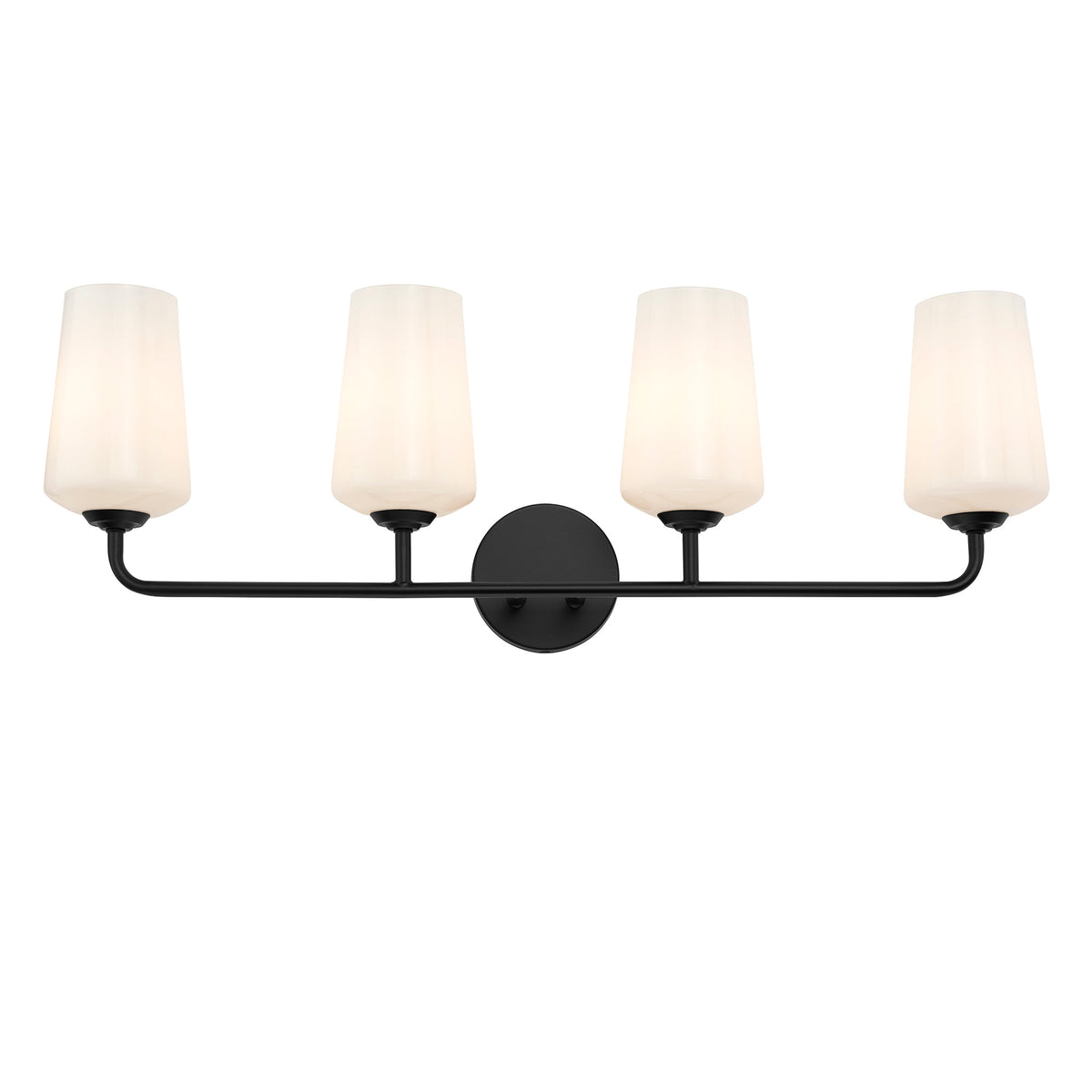 Progress Lighting P300545-031 Celino 4 light black bath vanity wall light glass shade detail
