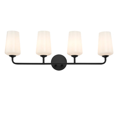 Progress Lighting P300545-031 Celino 4 light black bath vanity wall light glass shade detail
