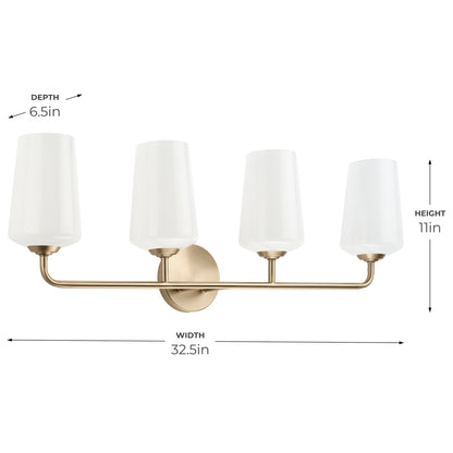 Illuminated Celino 4 light bath vanity wall light over bathroom mirror