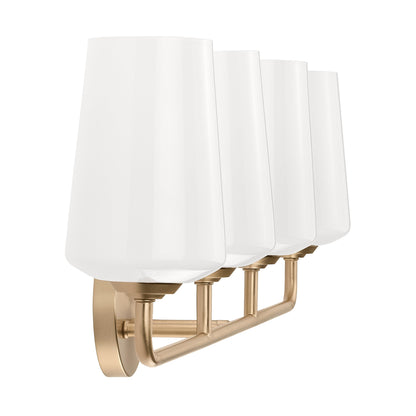 Side view of Celino 4 light bath vanity wall light in Champagne Bronze
