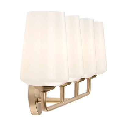 Back view of Celino 4 light bath vanity wall light in Champagne Bronze
