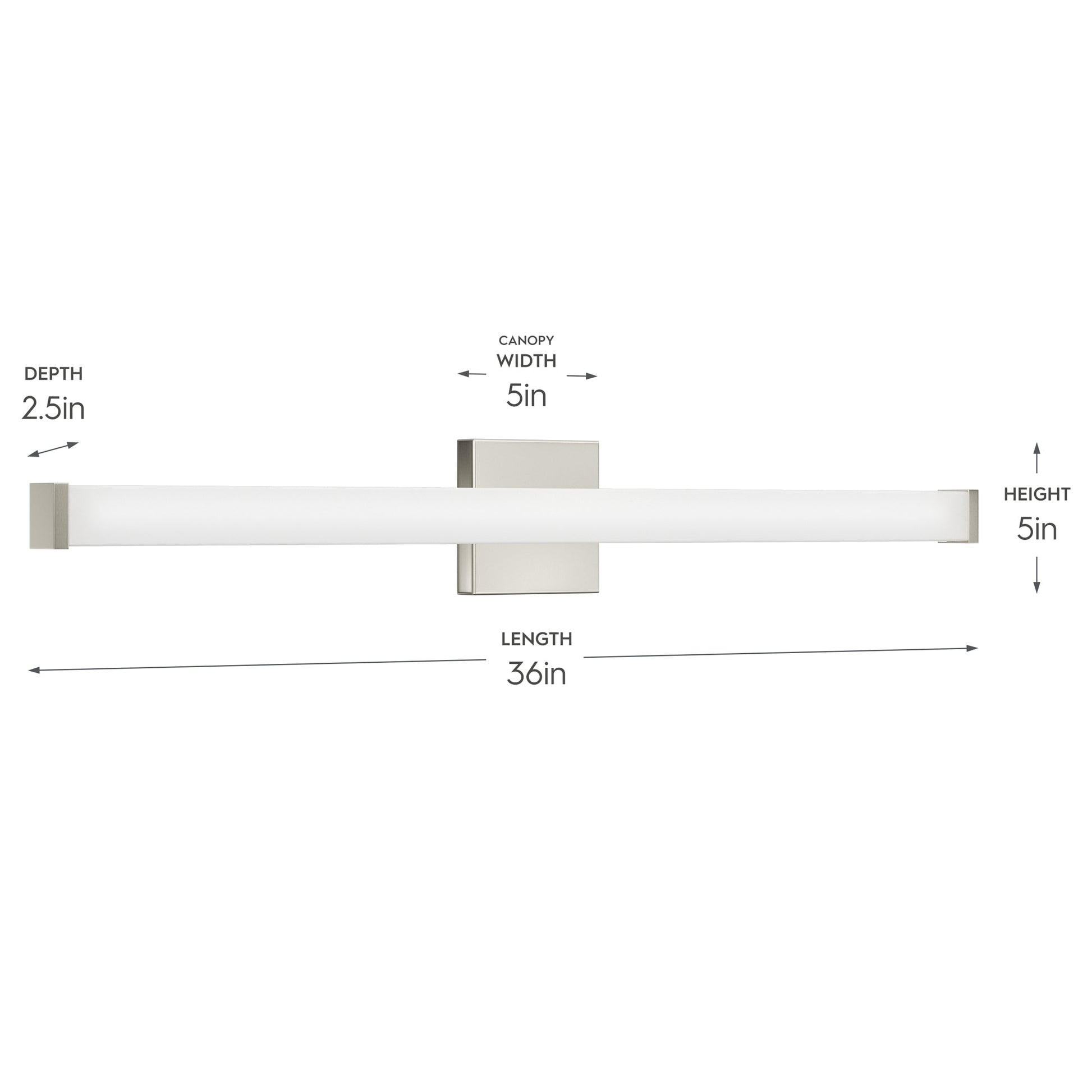 Progress Lighting P300551-009-CS Phase 6.1 LED 36 Inch Brushed Nickel Bath Vanity Wall Light - Dimensions Diagram