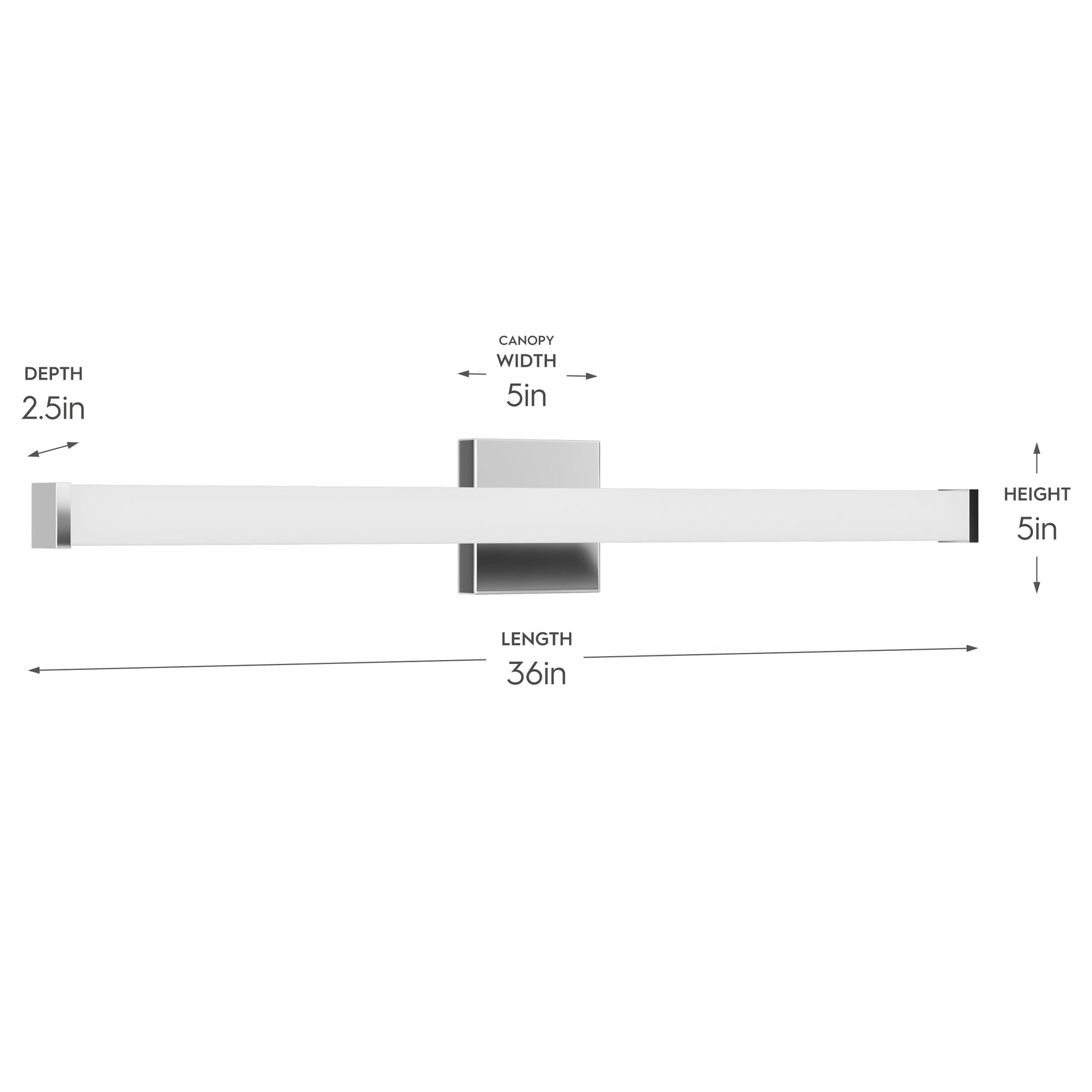Progress Lighting P300551-015-CS Phase 6.1 LED 36 inch Polished Chrome Linear Bath Vanity Wall Light - Dimensions Diagram