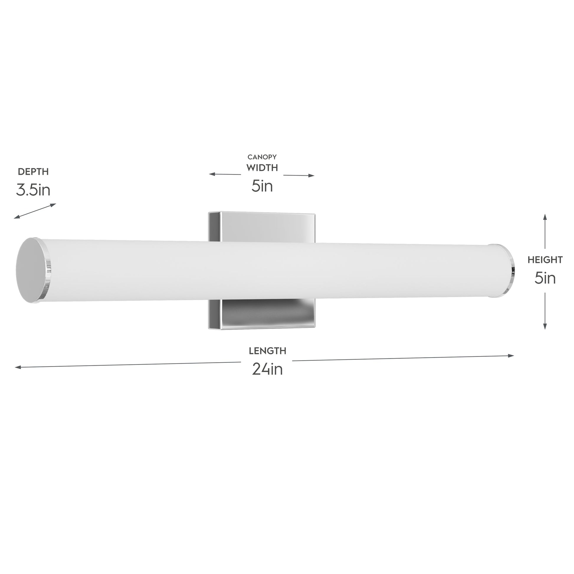 Progress Lighting P300553-015-CS Phase 6.2 LED 24 inch Polished Chrome Linear Bath Vanity Wall Light - Dimensions Diagram
