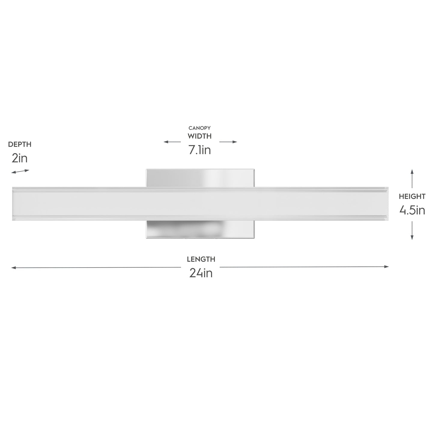 Progress Lighting P300556-015-CS Phase 6.3 LED 24 Inch Polished Chrome Bath Vanity Wall Light - Dimensions Diagram