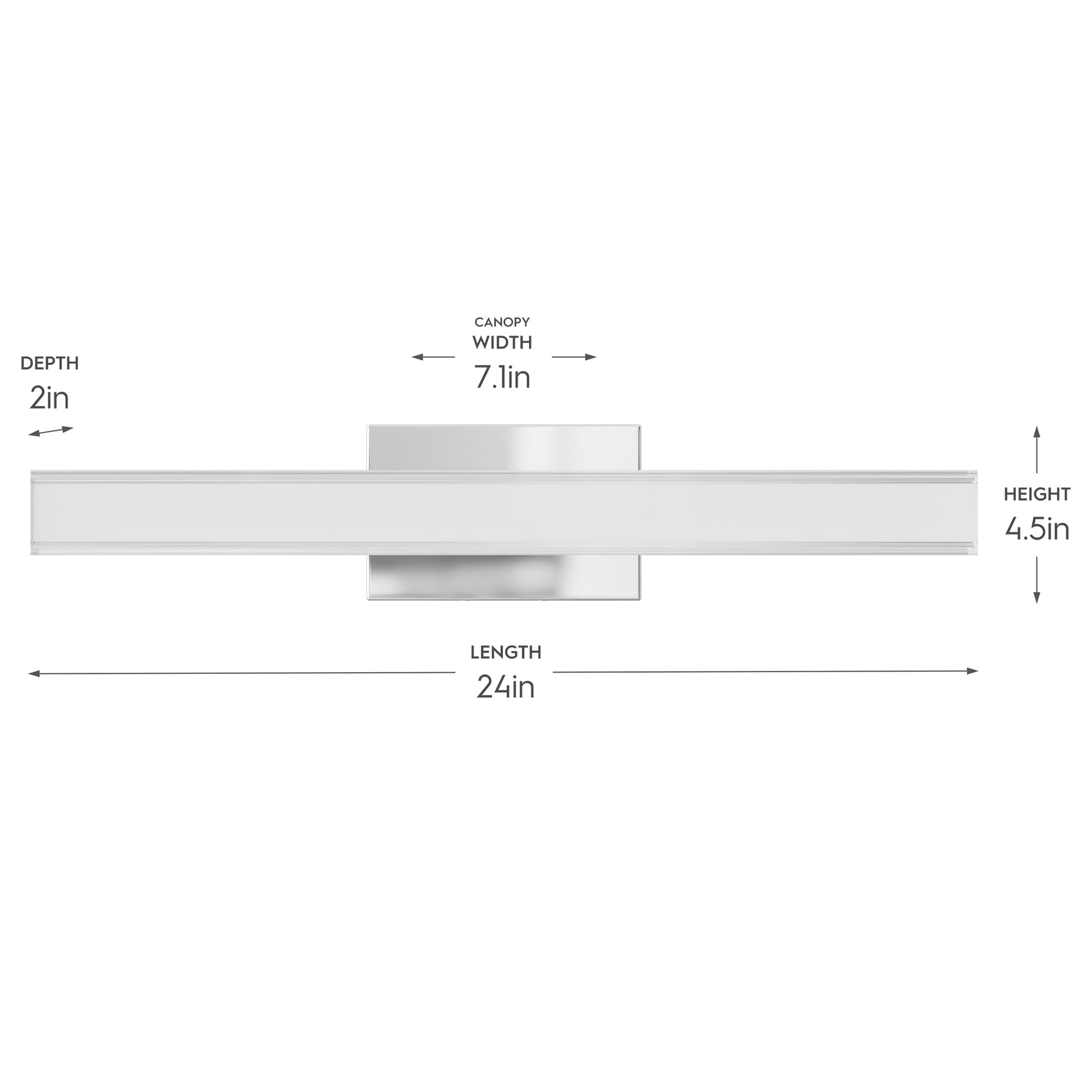 Progress Lighting P300556-015-CS Phase 6.3 LED 24 Inch Polished Chrome Bath Vanity Wall Light - Dimensions Diagram