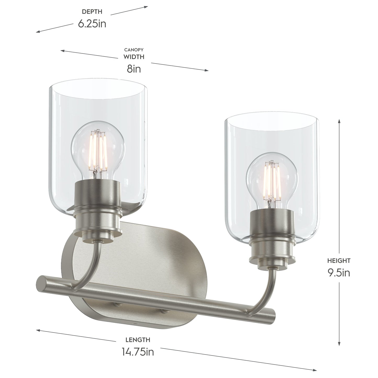 Progress Lighting P300566-009 Reines 2 Light Bath Vanity - Dimensions: 14.75in Length x 9.5in Height x 6.25in Depth