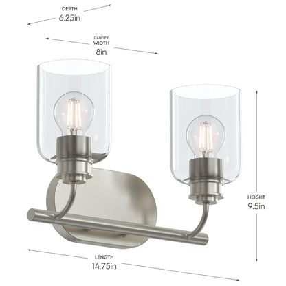 Progress Lighting P300566-009 Reines 2 Light Bath Vanity - Dimensions: 14.75in Length x 9.5in Height x 6.25in Depth