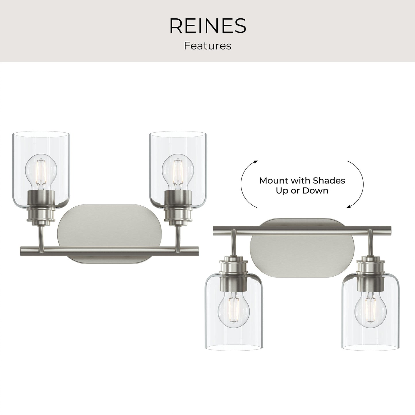 Progress Lighting P300566-009 Reines 2 Light 14.75 inch Brushed Nickel Bath Vanity Wall Light