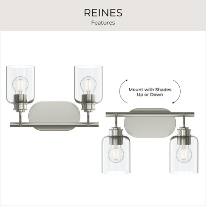 Progress Lighting P300566-009 Reines 2 Light 14.75 inch Brushed Nickel Bath Vanity Wall Light