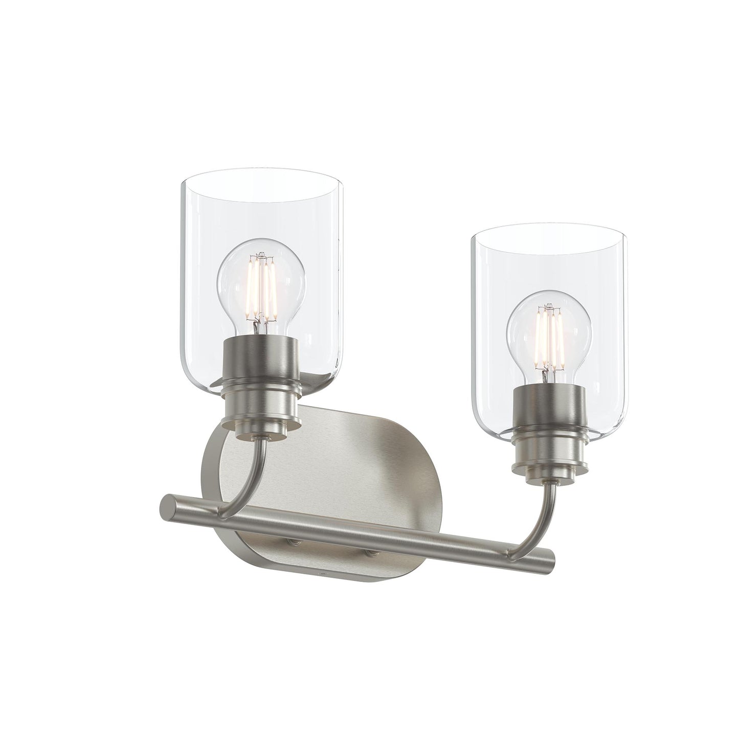 Progress Lighting P300566-009 Reines 2 Light Brushed Nickel Bath Vanity Wall Light with Clear Glass Shades - Main Product Image