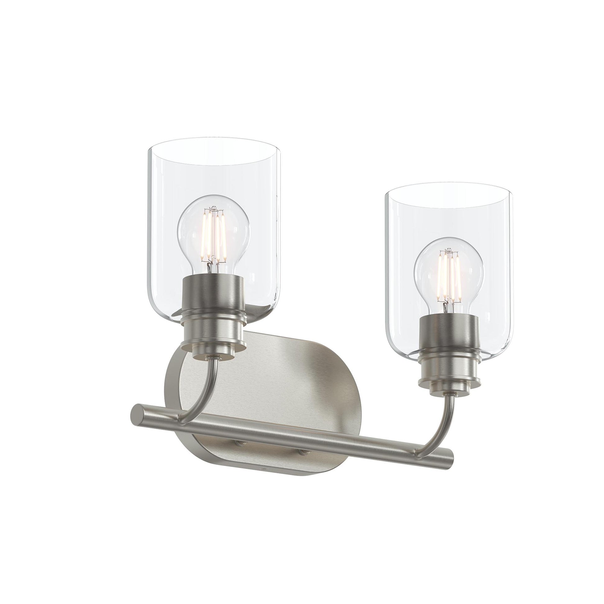 Progress Lighting P300566-009 Reines 2 Light Brushed Nickel Bath Vanity Wall Light with Clear Glass Shades - Main Product Image