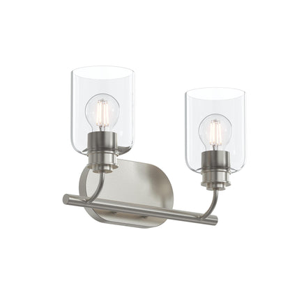Progress Lighting P300566-009 Reines 2 Light Brushed Nickel Bath Vanity Wall Light with Clear Glass Shades - Main Product Image