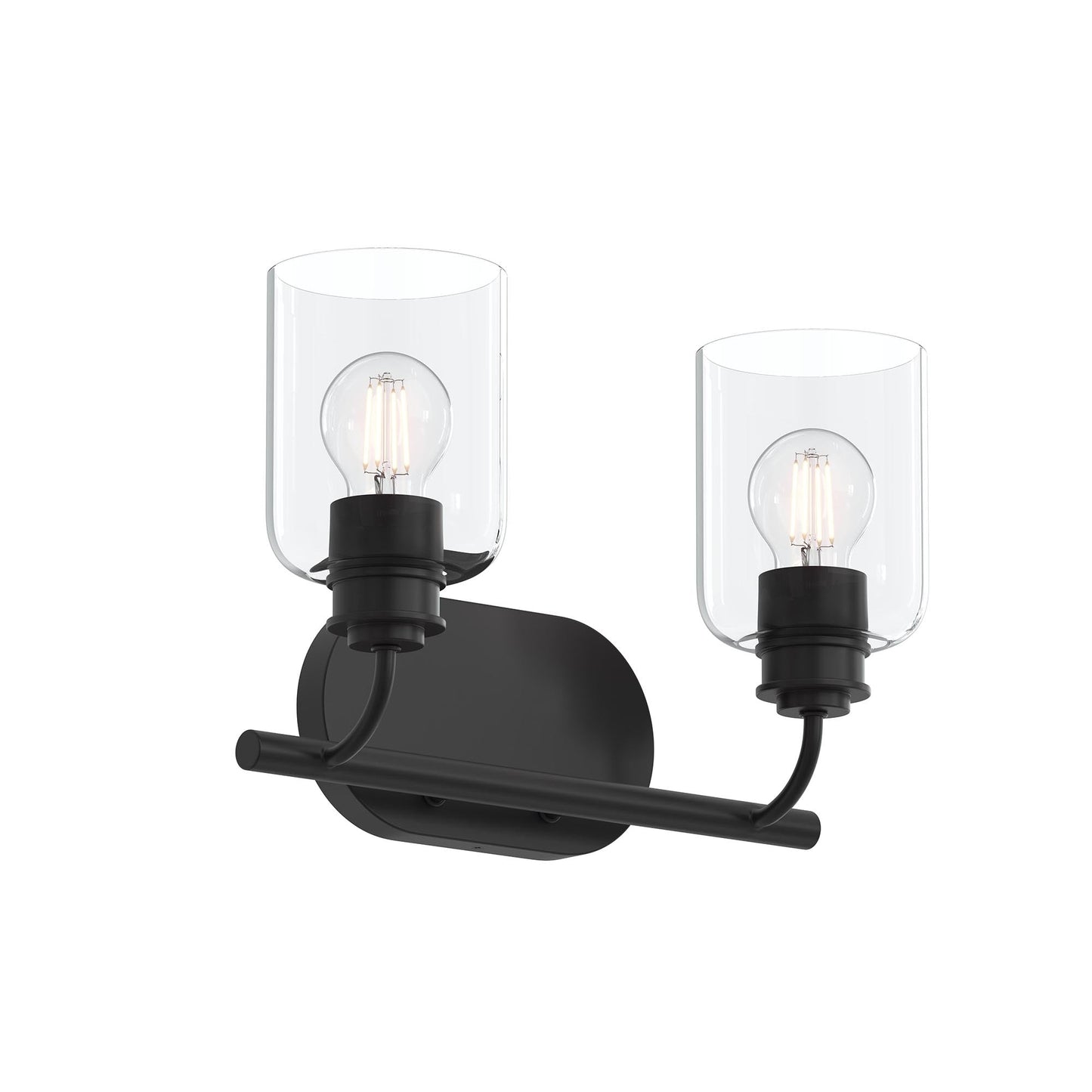 Progress Lighting P300566-31M Reines 2 Light Matte Black Bath Vanity Wall Light with Clear Glass Shades - Product Image