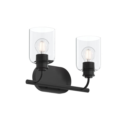 Progress Lighting P300566-31M Reines 2 Light Matte Black Bath Vanity Wall Light with Clear Glass Shades - Product Image