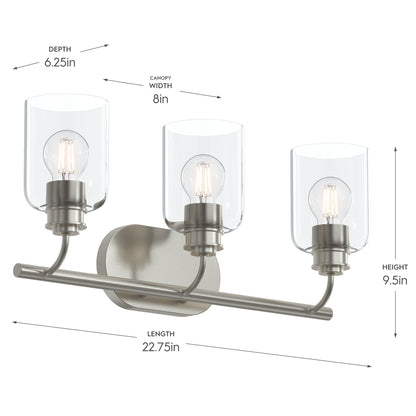 Progress Lighting P300567-009 Reines Bath Vanity Light dimensions - 22.75in length, 9.5in height, 6.25in depth