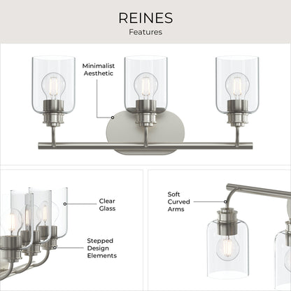Progress Lighting P300567-009 Reines 3 Light 22.75 inch Brushed Nickel Bath Vanity Wall Light