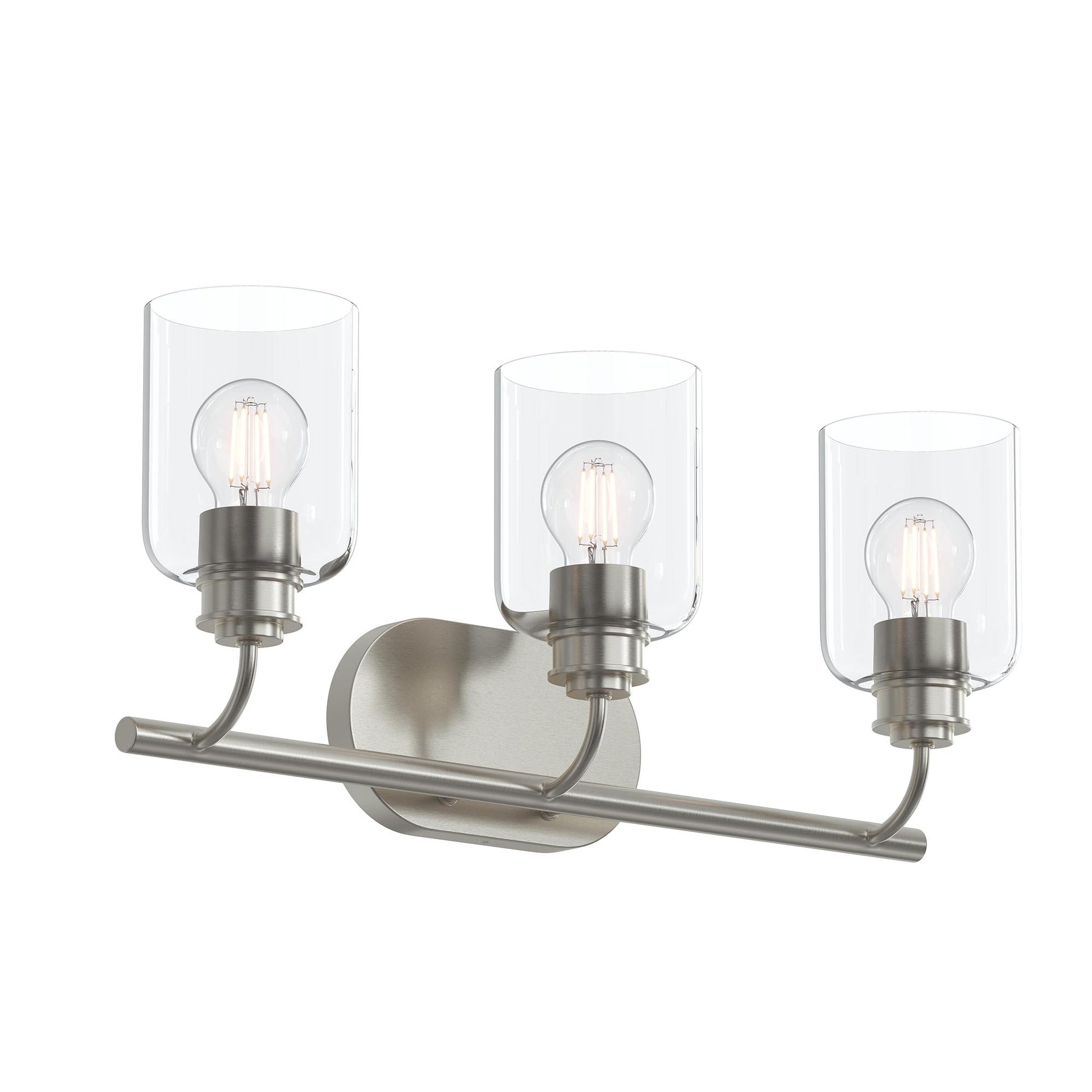 Progress Lighting P300567-009 Reines 3 Light Brushed Nickel Bath Vanity Wall Light with Clear Glass Shades
