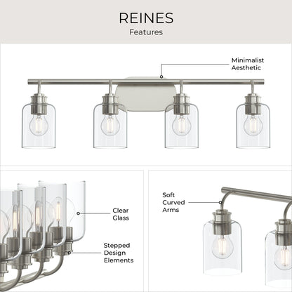 Progress Lighting P300568-009 Reines 4 Light 31.75 inch Brushed Nickel Bath Vanity Wall Light