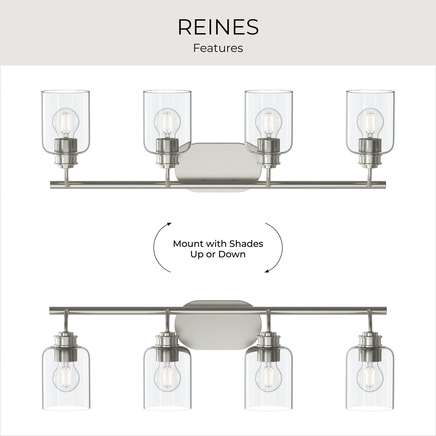 Progress Lighting P300568-009 Reines 4 Light 31.75 inch Brushed Nickel Bath Vanity Wall Light
