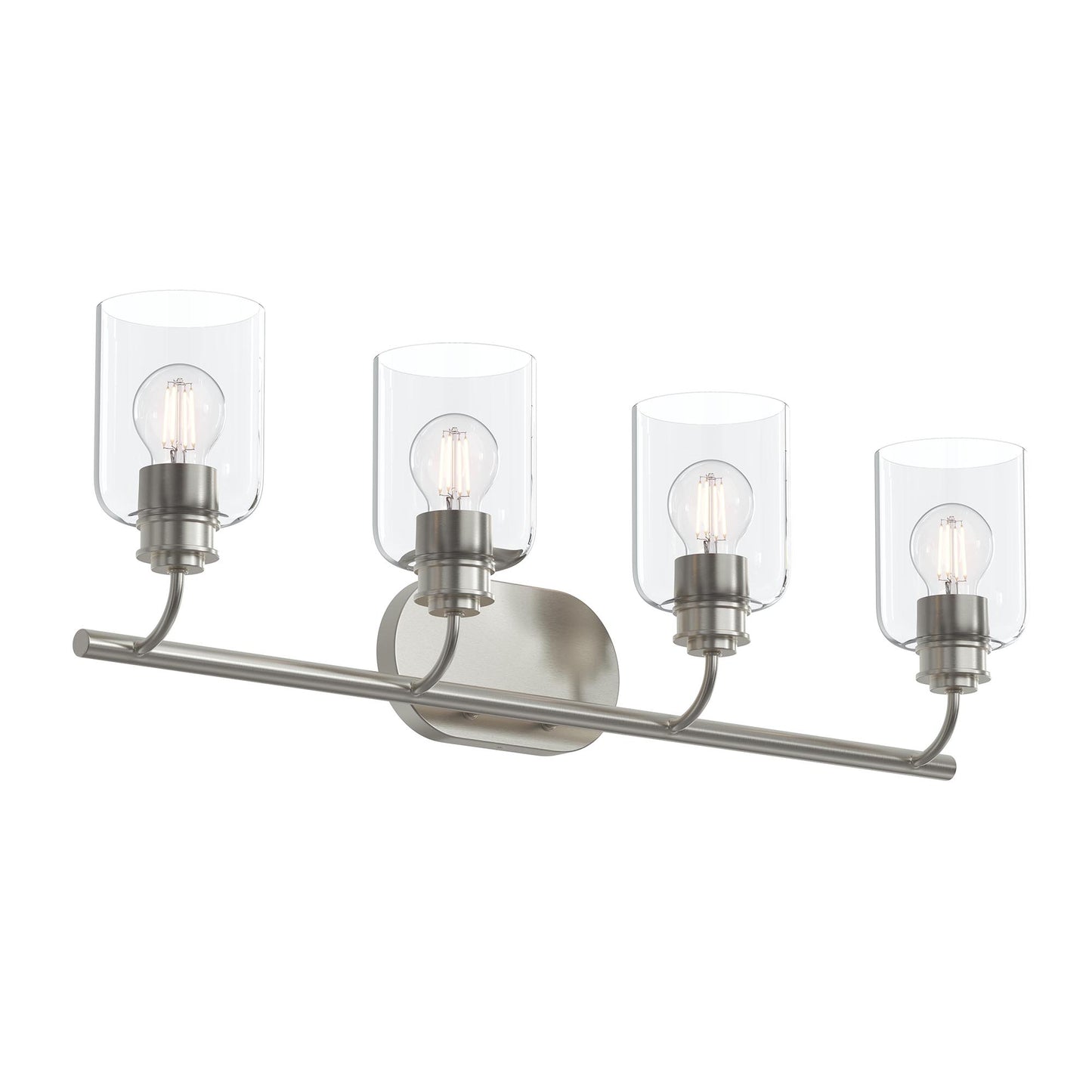 Progress Lighting P300568-009 Reines 4 Light Brushed Nickel Bath Vanity Wall Light with Clear Glass Shades - product image