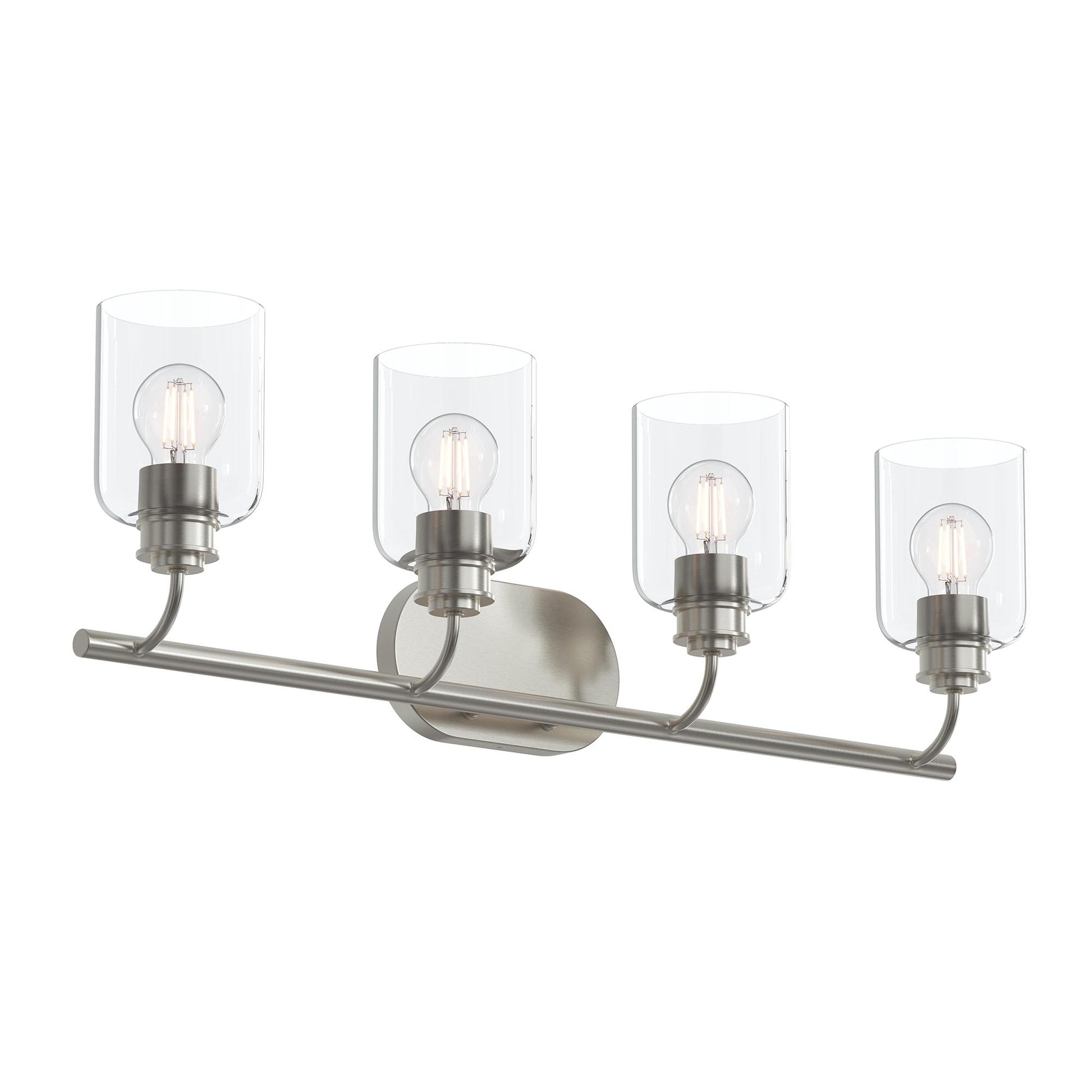Progress Lighting P300568-009 Reines 4 Light Brushed Nickel Bath Vanity Wall Light with Clear Glass Shades - product image