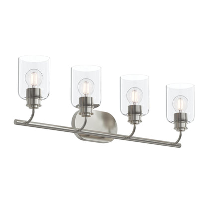 Progress Lighting P300568-009 Reines 4 Light Brushed Nickel Bath Vanity Wall Light with Clear Glass Shades - product image