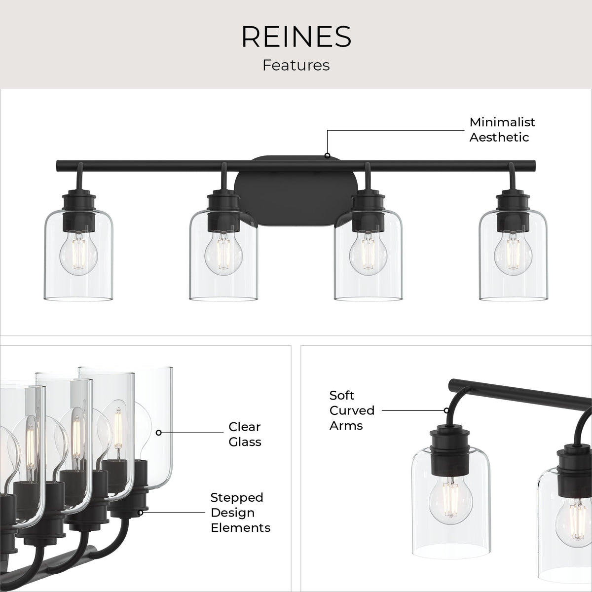 Progress Lighting P300568-31M Reines Matte Black Bath Vanity Wall Light - View 6
