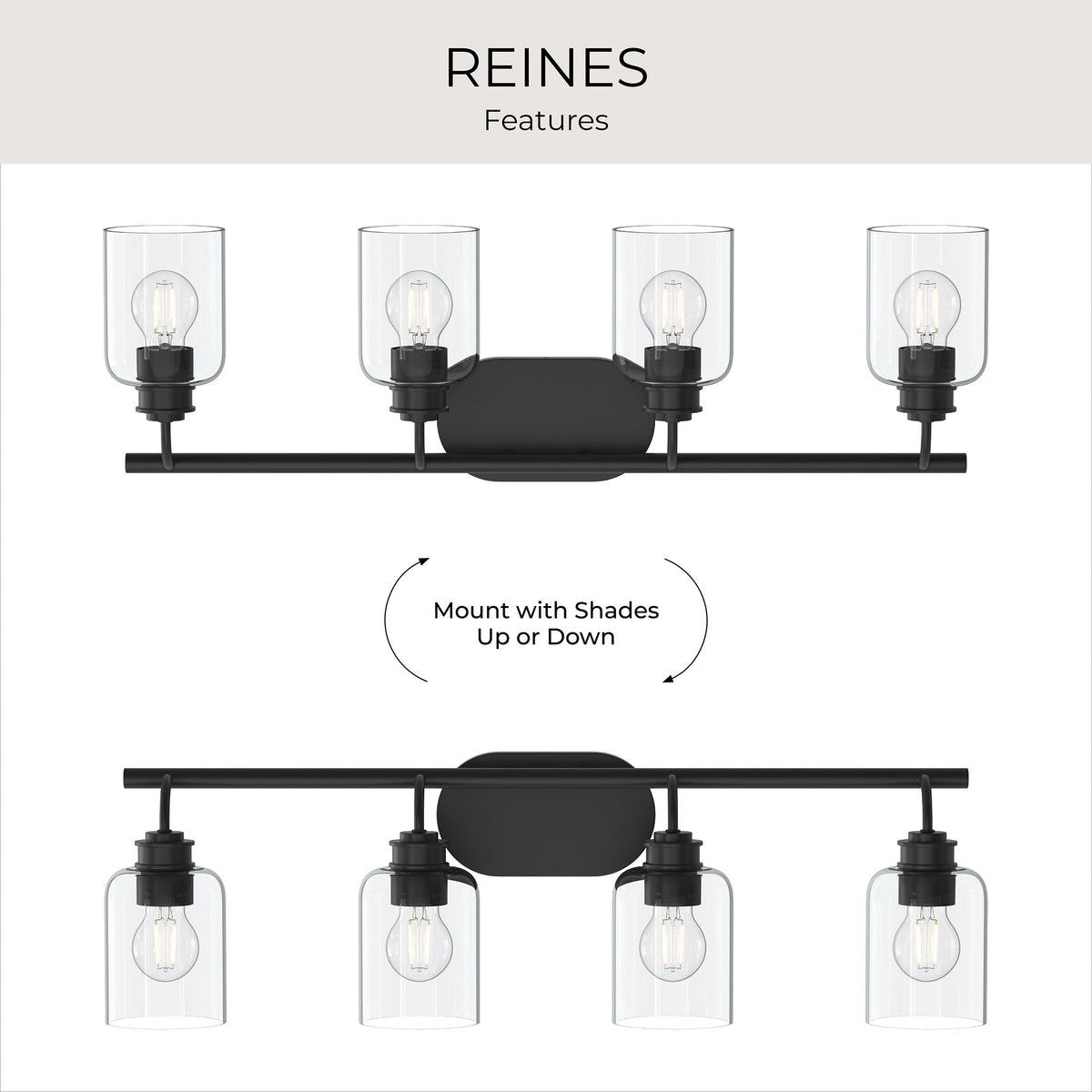 Progress Lighting P300568-31M Reines Matte Black Bath Vanity Wall Light - View 7