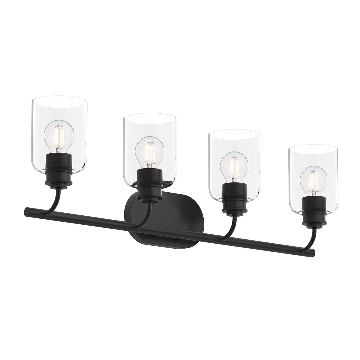 Progress Lighting P300568-31M Reines 4 Light Matte Black Bath Vanity Wall Light with Clear Glass Shades - Product View