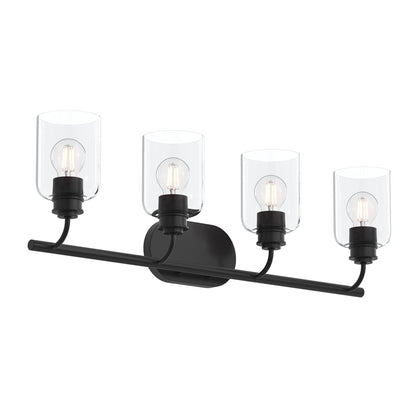 Progress Lighting P300568-31M Reines 4 Light Matte Black Bath Vanity Wall Light with Clear Glass Shades - Product View