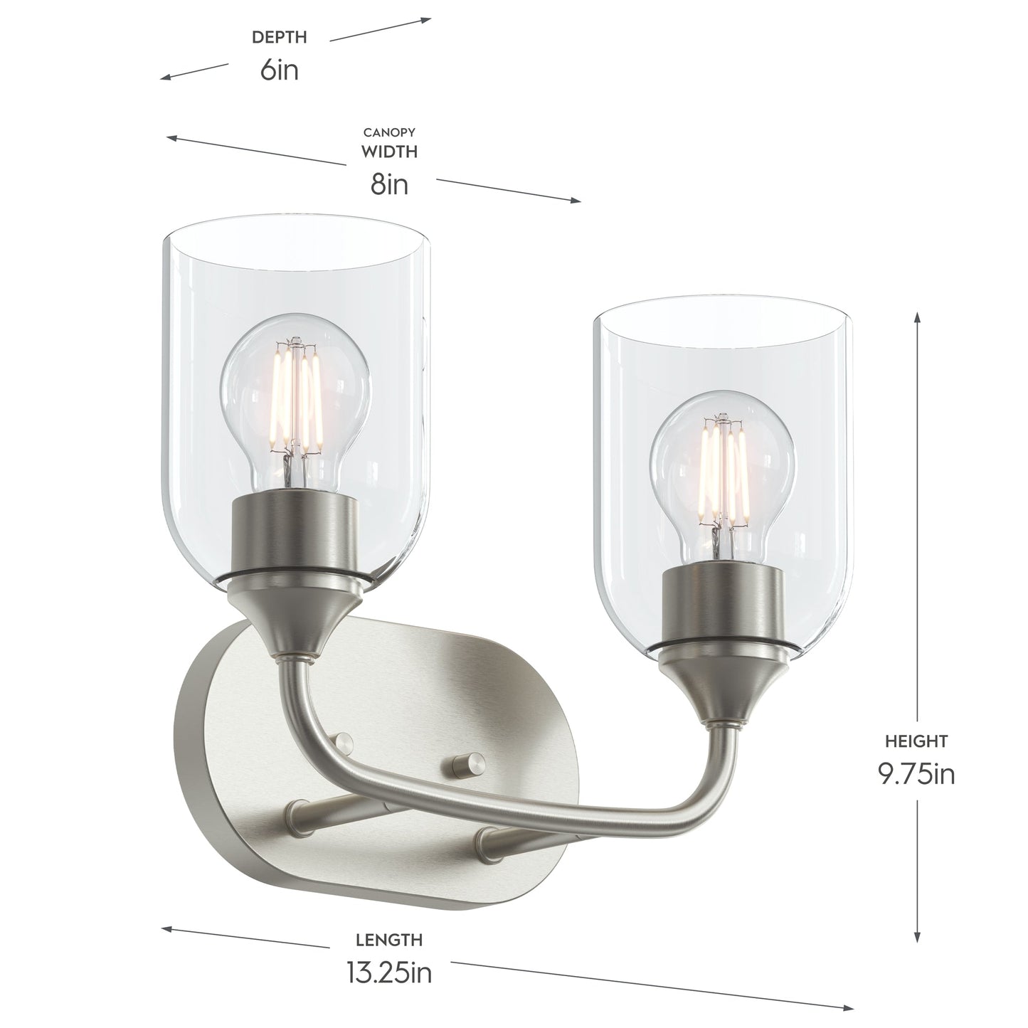 Progress Lighting P300572-009 Ilia Bath Vanity Dimensions - 13.25in Length, 9.75in Height, 6in Depth