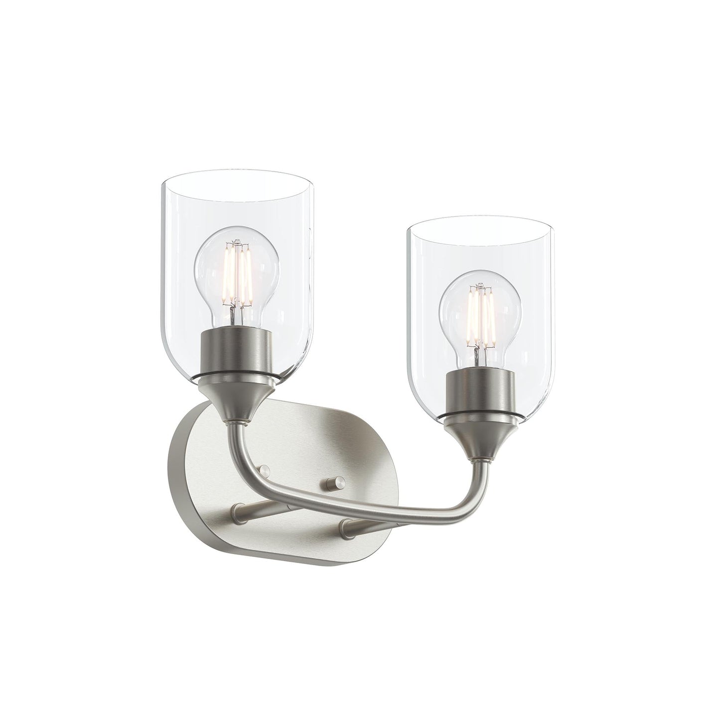 Progress Lighting P300572-009 Ilia 2-Light Bath Vanity in Brushed Nickel with Clear Glass Shades