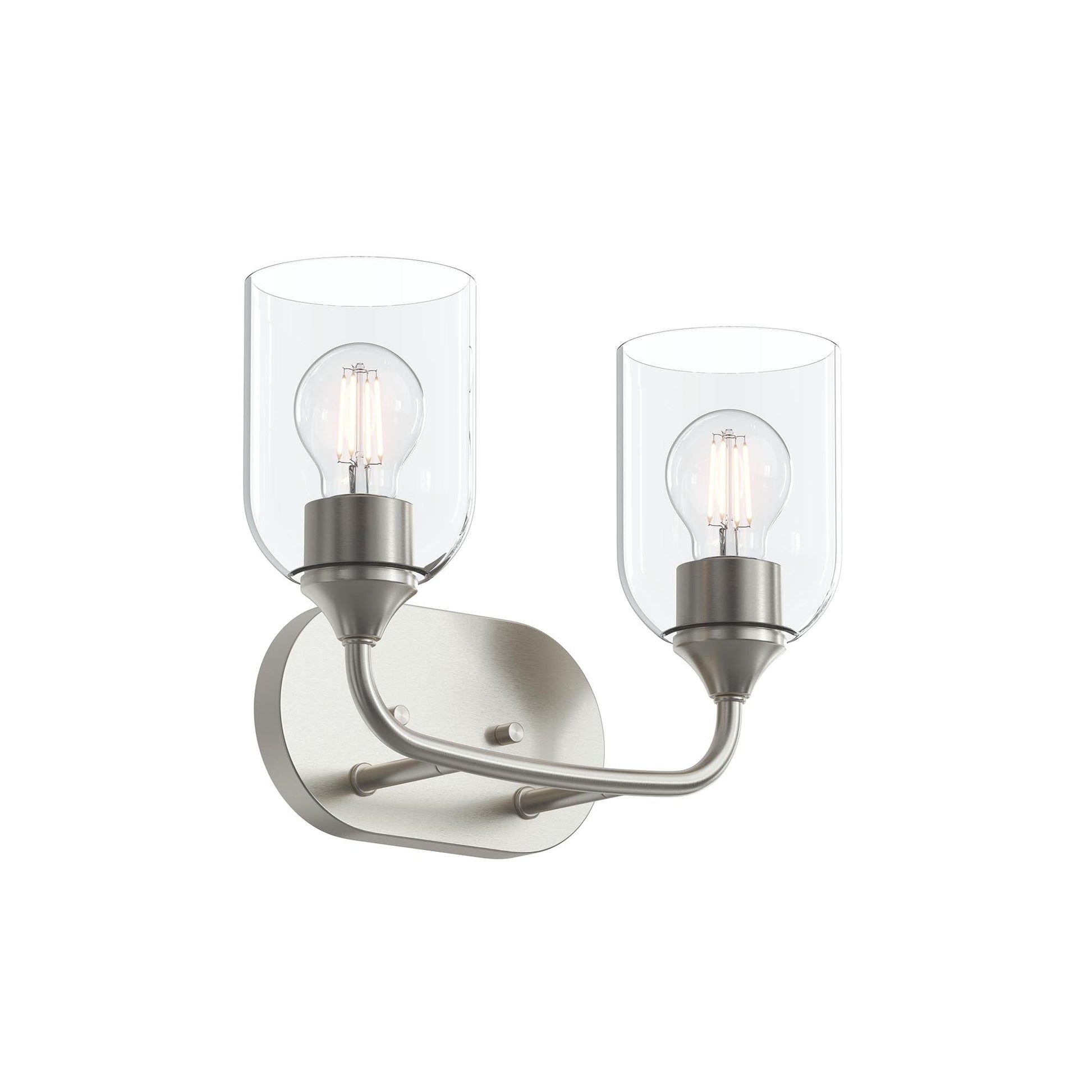Progress Lighting P300572-009 Ilia 2-Light Bath Vanity in Brushed Nickel with Clear Glass Shades