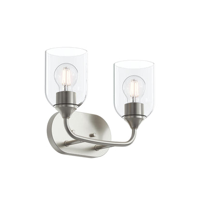 Progress Lighting P300572-009 Ilia 2-Light Bath Vanity in Brushed Nickel with Clear Glass Shades