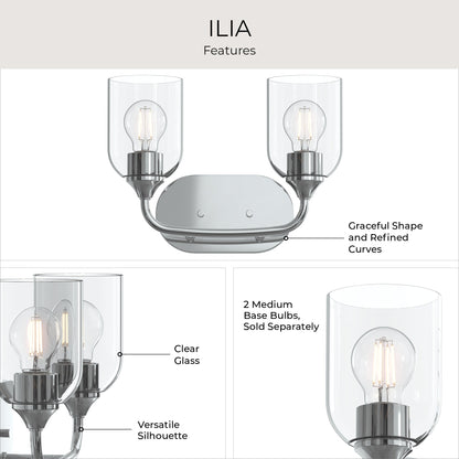 Progress Lighting P300572-015 Ilia 2 Light Polished Chrome Bath Vanity Wall Light - Image 6