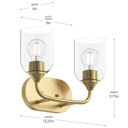 Progress Lighting P300572-191 Ilia 2-Light Bath Vanity Dimensions - Length 13.25in Height 9.75in Depth 6in Canopy Width 8in
