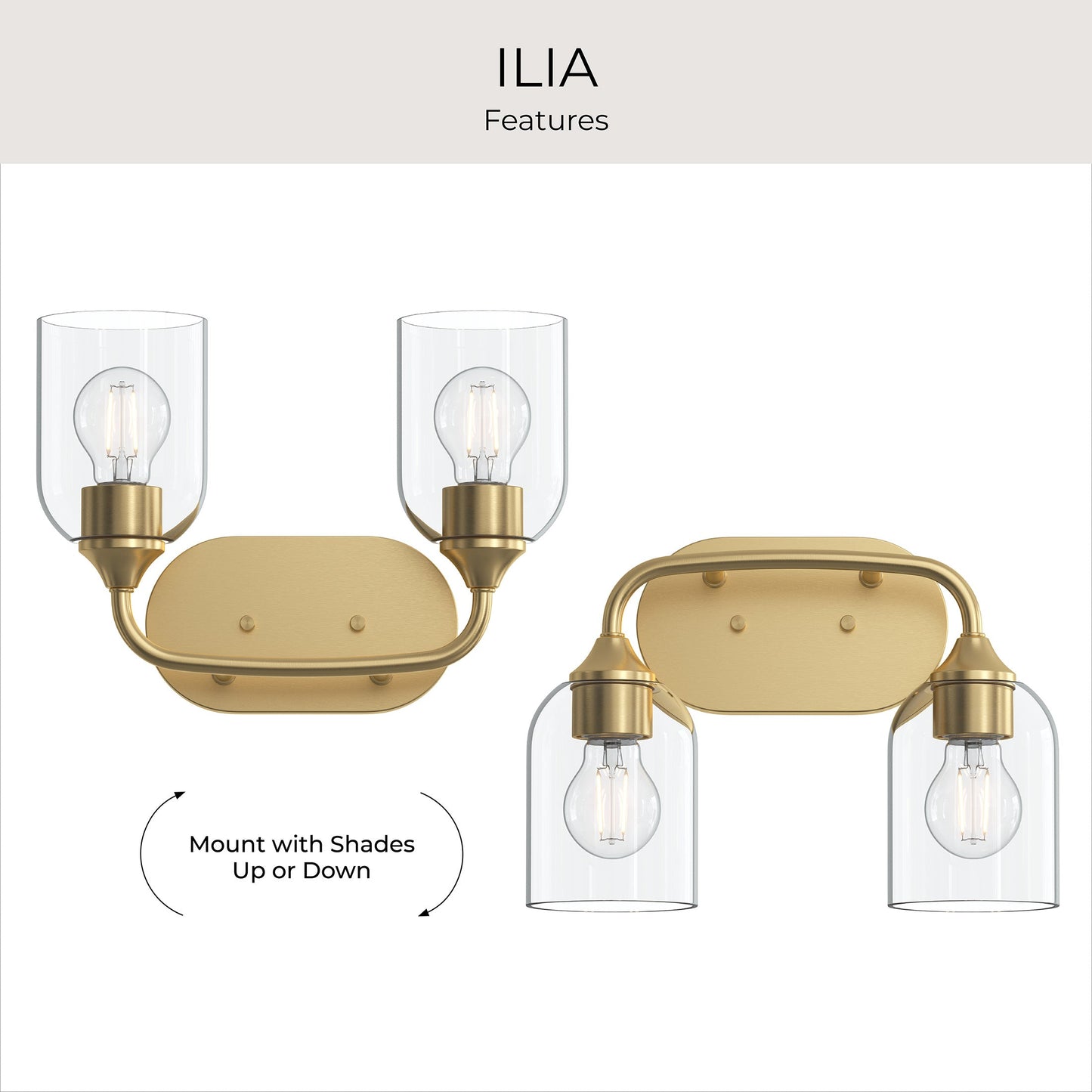 Progress Lighting P300572-191 Ilia Bath Vanity Features - Mount with Shades Up or Down