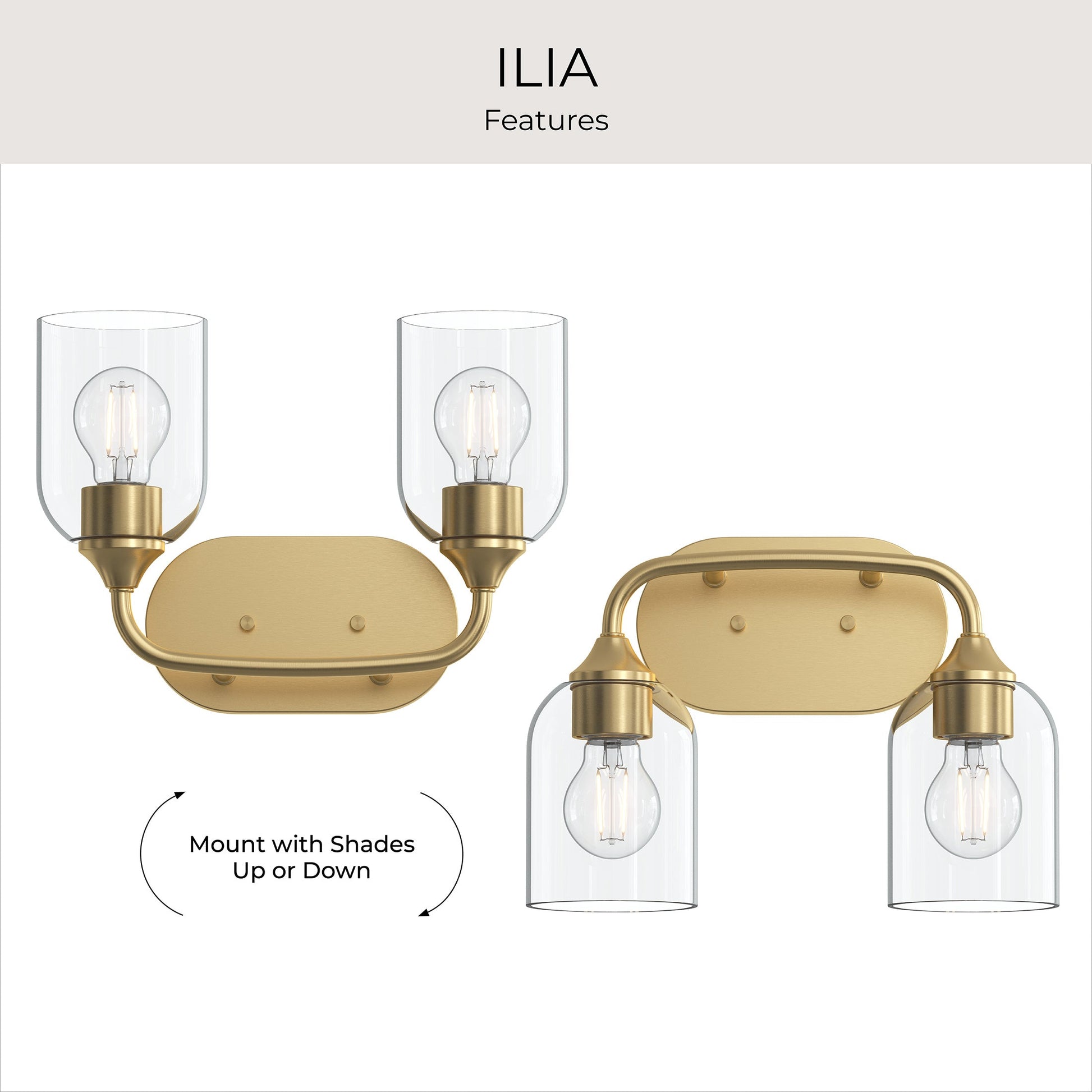 Progress Lighting P300572-191 Ilia Bath Vanity Features - Mount with Shades Up or Down