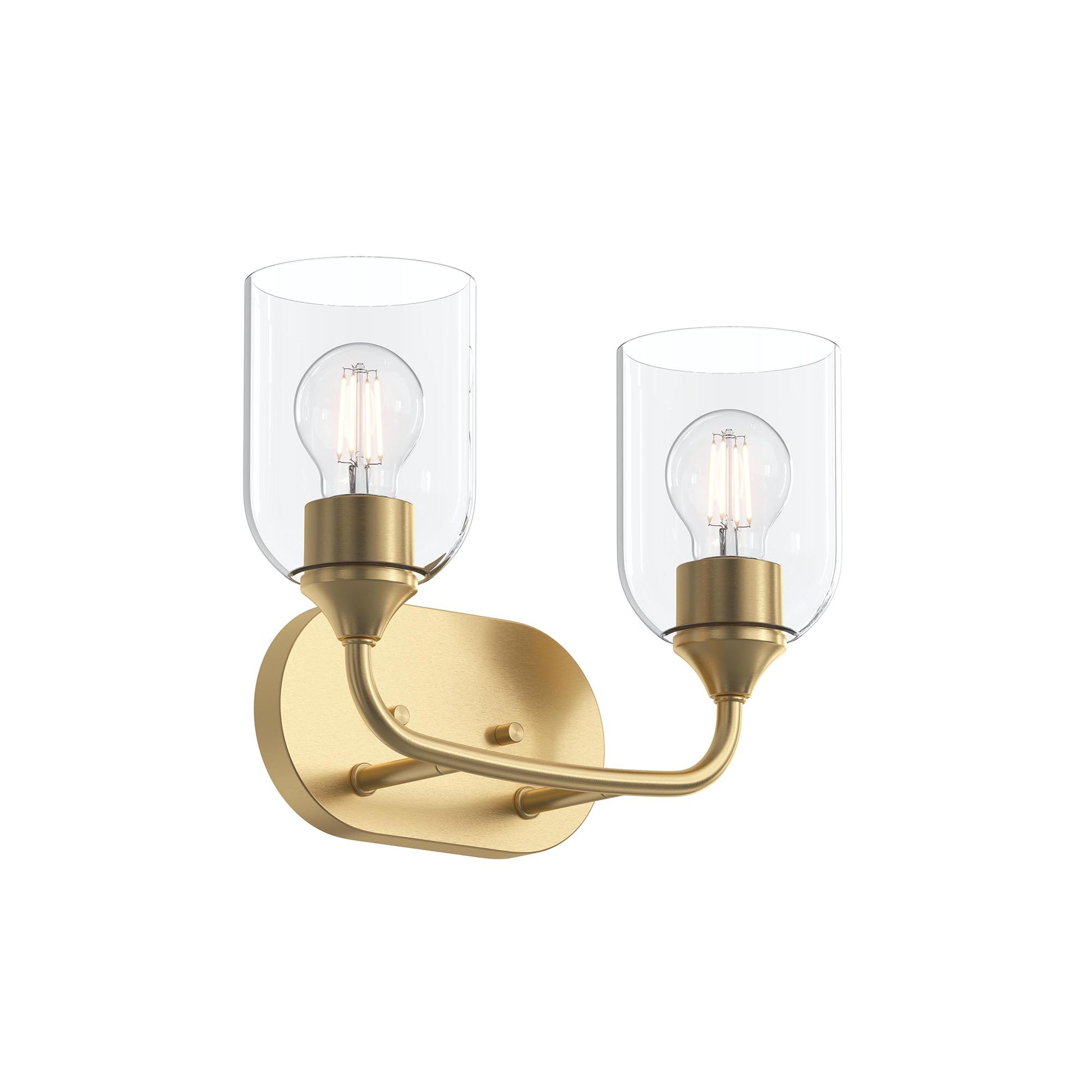Progress Lighting P300572-191 Ilia 2-Light Bath Vanity in Brushed Gold with Clear Glass Shades