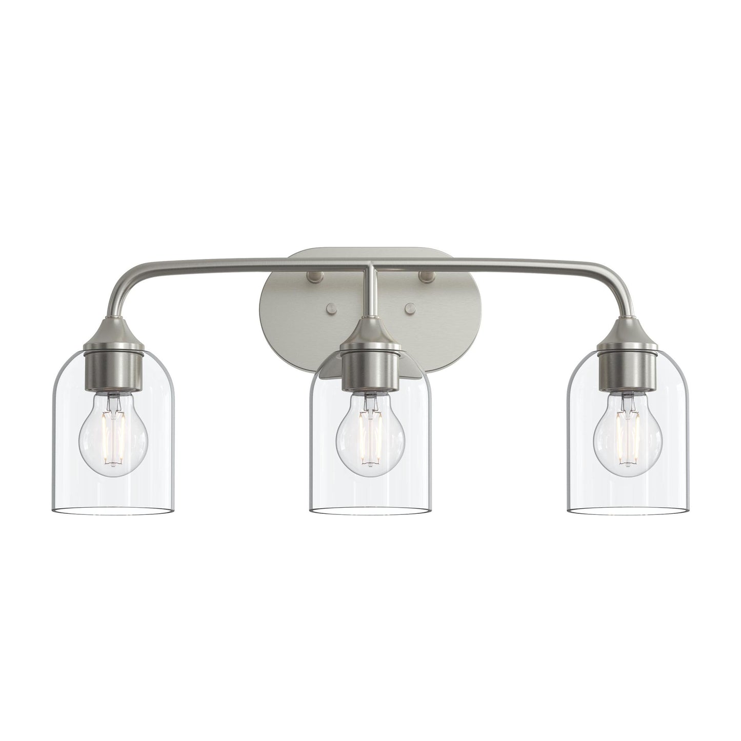 Progress Lighting P300573-009 Ilia 3 Light Brushed Nickel Bath Vanity Wall Light - Downward Glass Front View