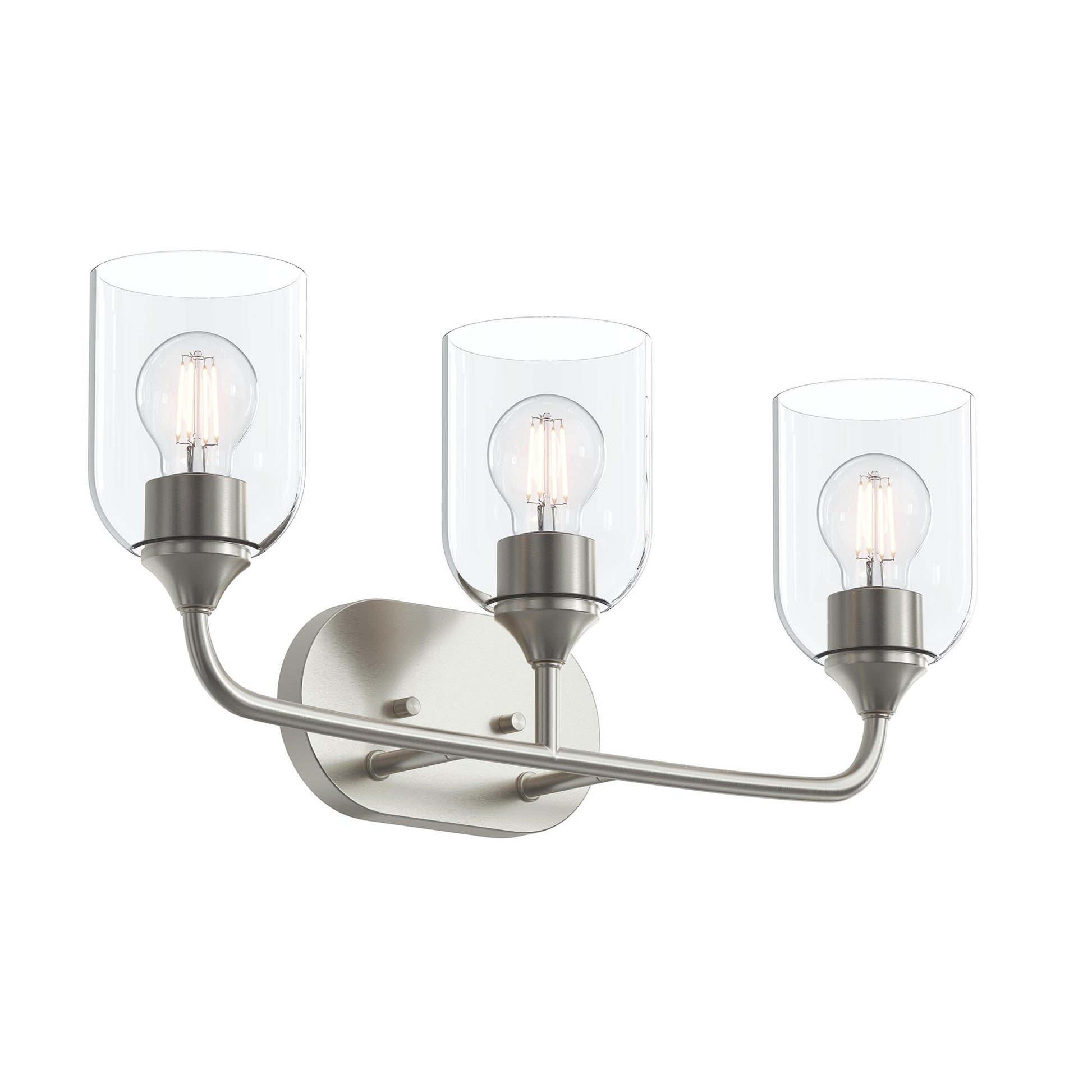 Progress Lighting P300573-009 Ilia 3 Light Brushed Nickel Bath Vanity Wall Light with Clear Glass Shades - Main Product Image