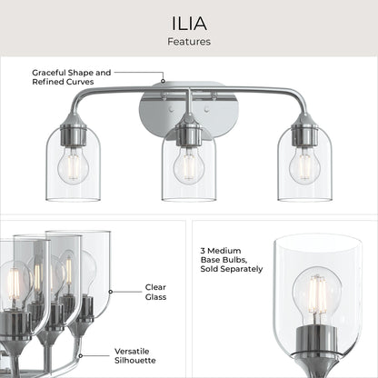 Progress Lighting P300573-015 Ilia 3-Light Bath Vanity Polished Chrome - Additional View