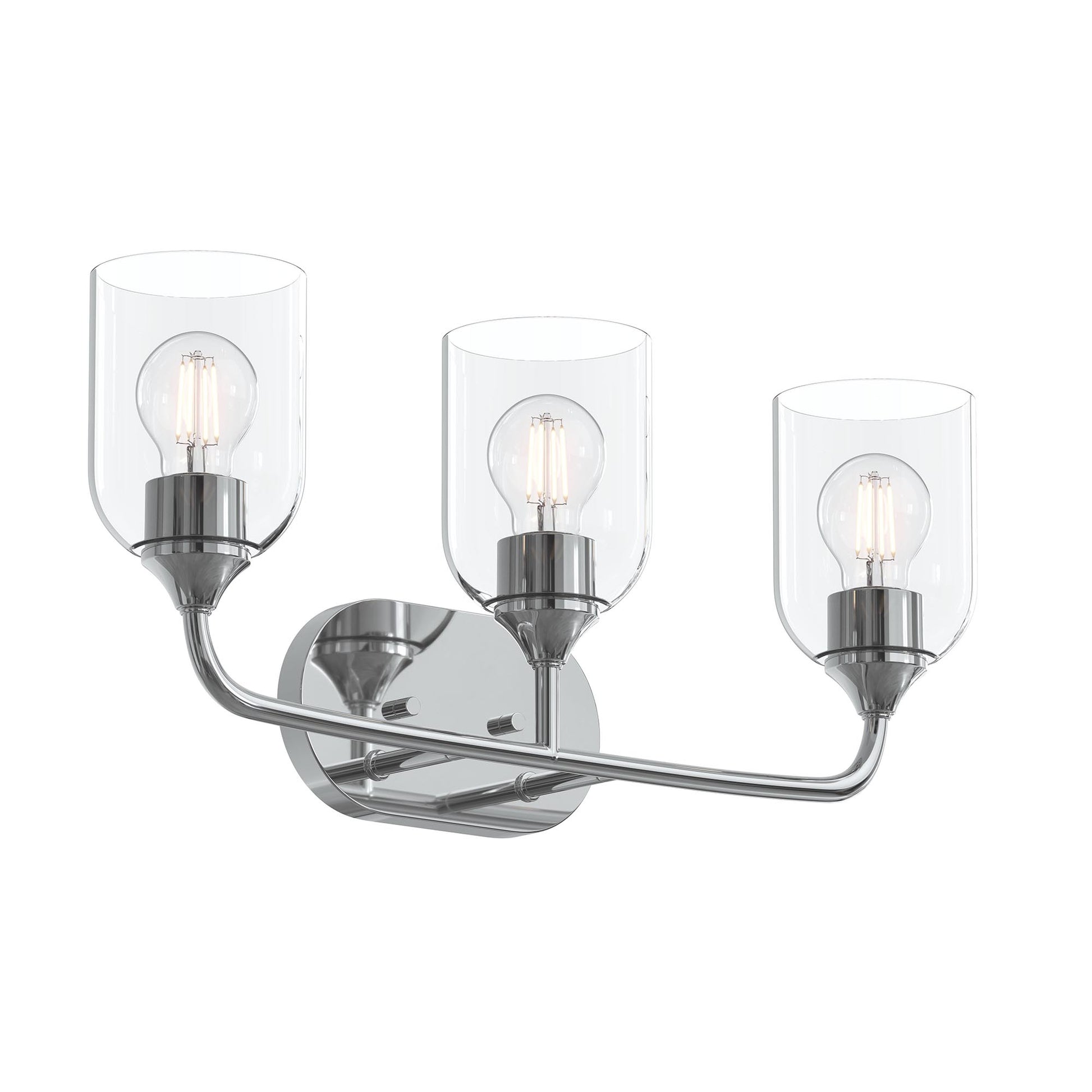 Progress Lighting P300573-015 Ilia 3-Light Bath Vanity in Polished Chrome with Clear Glass Shades - Product Image
