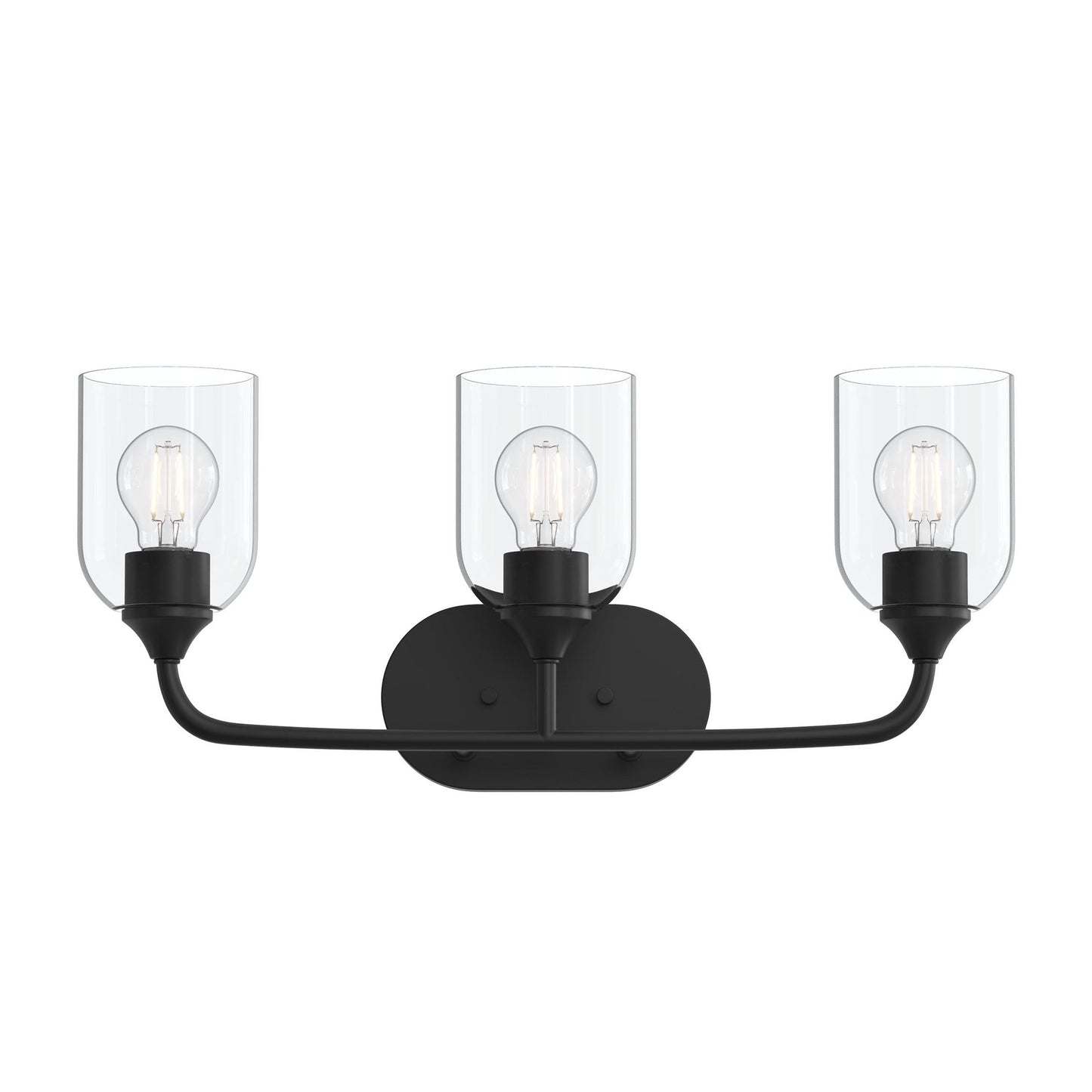 Progress Lighting P300573-31M Ilia 3-Light Matte Black Bath Vanity Wall Light - Front View