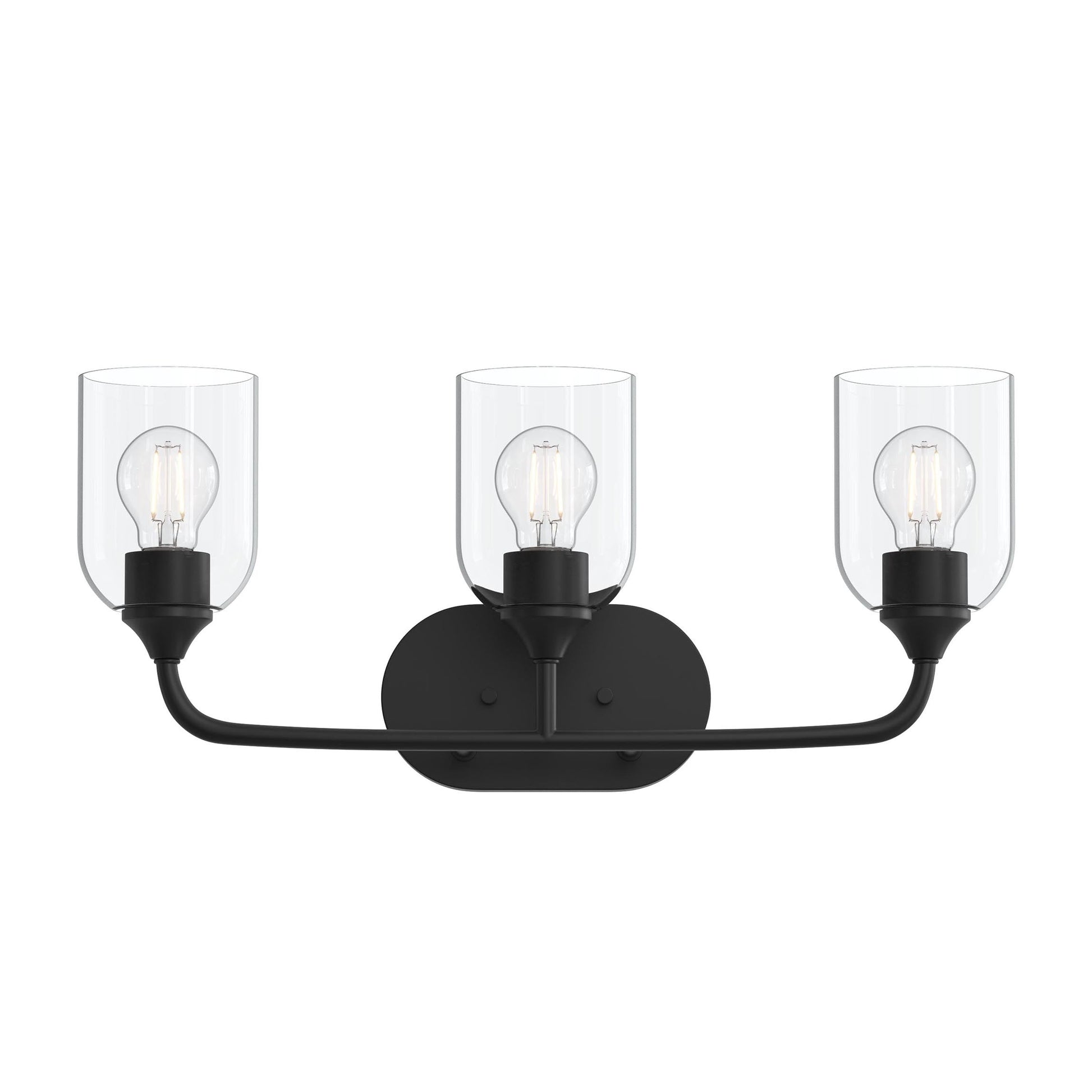 Progress Lighting P300573-31M Ilia 3-Light Matte Black Bath Vanity Wall Light - Front View