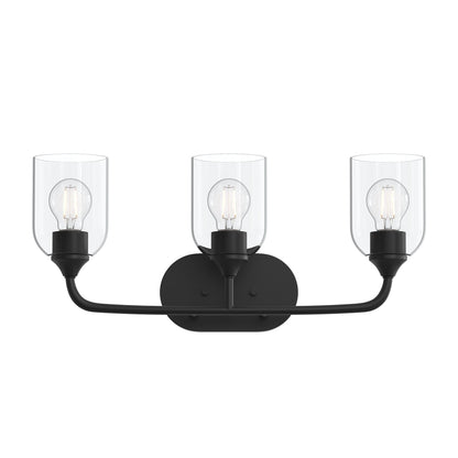 Progress Lighting P300573-31M Ilia 3-Light Matte Black Bath Vanity Wall Light - Front View