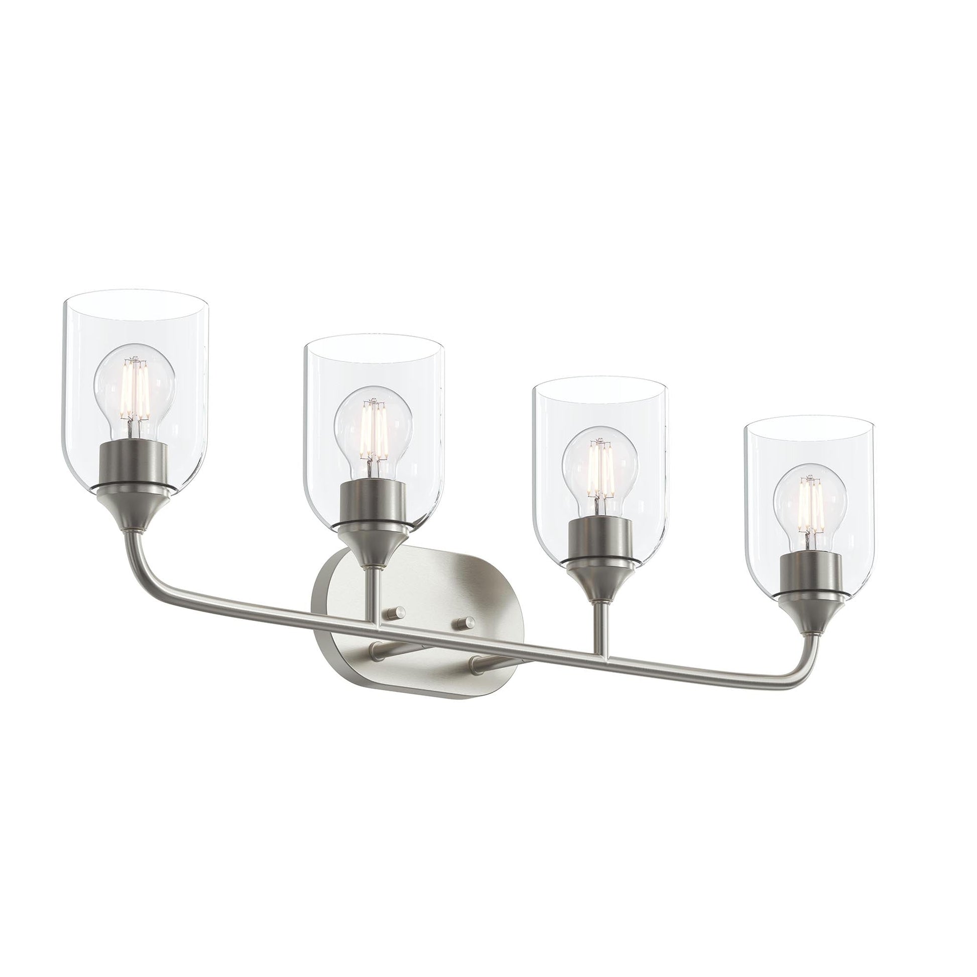 Progress Lighting P300574-009 Ilia 4-Light Brushed Nickel Bath Vanity with Clear Glass Shades