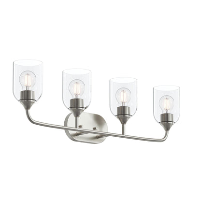 Progress Lighting P300574-009 Ilia 4-Light Brushed Nickel Bath Vanity with Clear Glass Shades