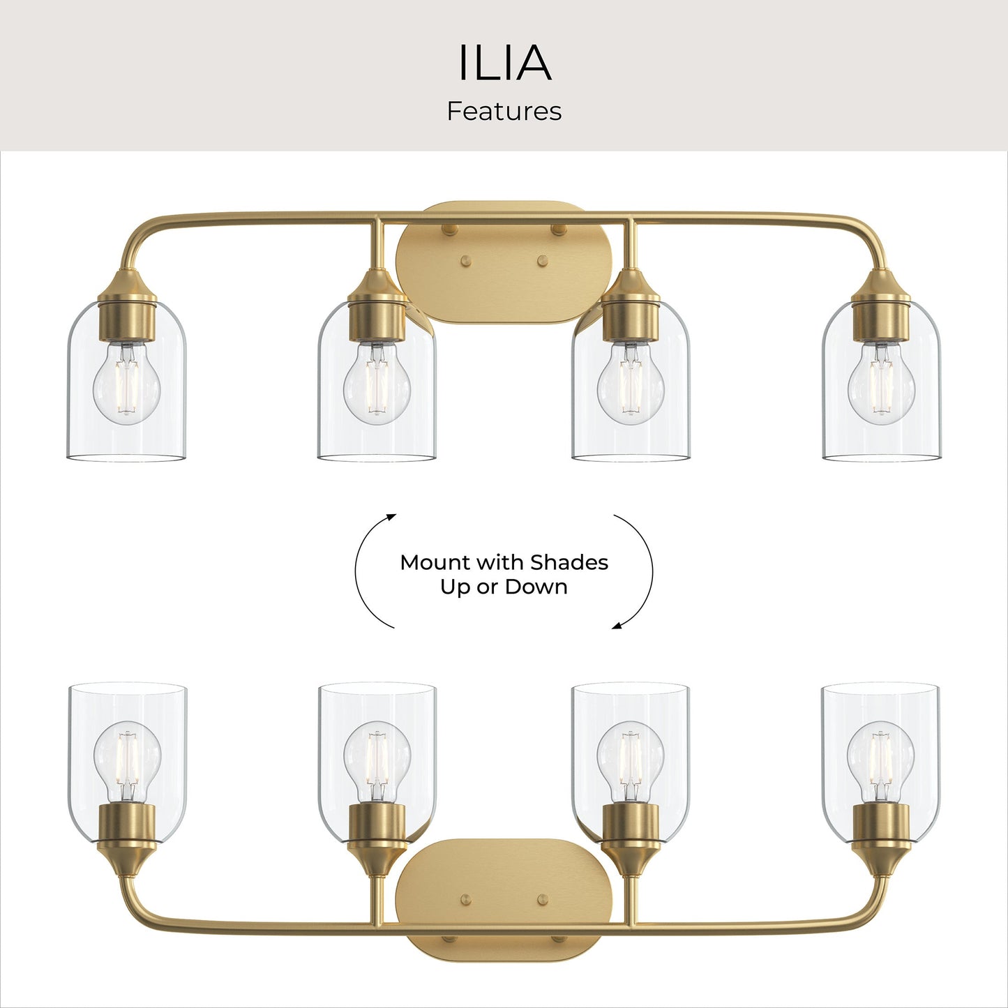 Progress Lighting P300574-191 Ilia Brushed Gold Bath Vanity Wall Light - Additional View